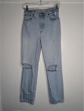 Abercrombie & Fitch Jeans Womens 25 Blue High Rise 90s Straight Distressed Denim